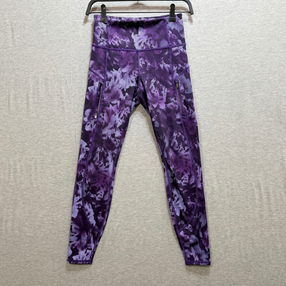 Athleta Rainier Printed Tight Leggings Womens XS Purple Floral Activewear Gym